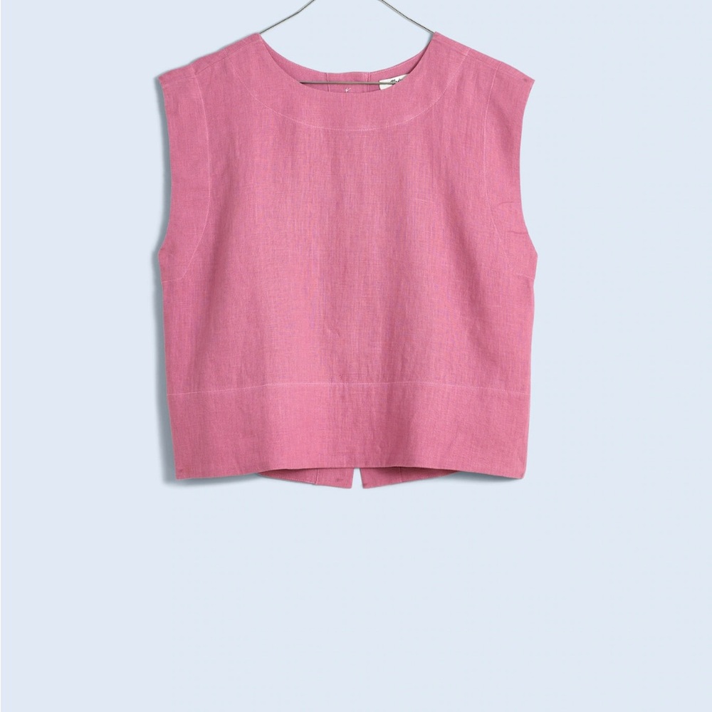 Madewell Bateau-Neck Tank in 100% Linen
Shaded pink button back large